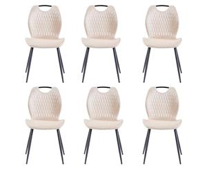 GrandCA HOME Ensemble de 6 Chaises de Salle à Manger, Chaise de Salle à Manger Rembourrée, Chaise de Cuisine Nordique Avec Poignées, Pieds en Métal, Chaises à Motif Losange (Kaki)