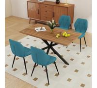 GrandCA HOME Ensemble Table Salle à Manger Avec 4 Chaises Design, Chaise Salle à Manger Lin,Table à Manger Ovale 180 cm(Bois & MDF) Pouvant Accueillir de 6 à 8 Personnes,Pour Repas et Salon,DO+LB