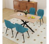 GrandCA HOME Ensemble Table Salle à Manger Avec 4 Chaises Design, Chaise Salle à Manger Lin,Table à Manger Ovale 180 cm(Bois & MDF) Pouvant Accueillir de 6 à 8 Personnes,Pour Repas et Salon,LO+LB