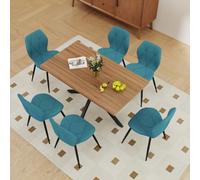 GrandCA HOME Ensemble Table Salle à Manger Avec 6 Chaises Design, Chaise Salle à Manger Lin,Table à Manger Ovale 180 cm(Bois & MDF) Pouvant Accueillir de 6 à 8 Personnes,Pour Repas et Salon,DO+LB