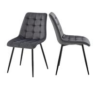 GrandCA HOME Juego de 2 sillas de Comedor de Terciopelo, cojín de Terciopelo y Patas de Metal, adecuadas para salón, Comedor, Cocina, Dormitorio, Oficina (Gris Claro, 2)