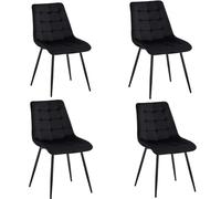 GrandCA HOME Juego de 4 sillas de Comedor, Silla de Cocina, Silla de Comedor de Terciopelo, cojín de Terciopelo y Patas de Metal, adecuadas para salón, Comedor, Cocina, Dormitorio, Oficina (Negro, 4)