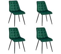 GrandCA HOME Juego de 4 sillas de Comedor, Silla de Cocina, Silla de Comedor de Terciopelo, cojín de Terciopelo y Patas de Metal, adecuadas para salón, Comedor, Cocina, Dormitorio, Oficina (Verde