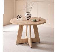 GrandCA HOME Mesa de Comedor Redonda de 120 cm, Mesa de Cocina para 4 Personas, Mesa de Comedor de Madera con Base en Cruz para Cocina, Comedor, Sala de Estar,Roble