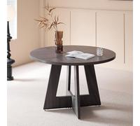 GrandCA HOME Mesa de Comedor Redonda de 120 cm, Mesa de Cocina para 4 Personas, Mesa de Comedor de Madera con Base en Cruz para Cocina, Comedor, Sala de Estar, Negro