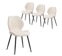 GrandCA HOME Pack 4 Sillas de Comedor Ergonomica Beige Patrón Rayas