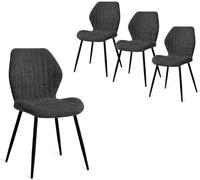 GrandCA HOME Pack 4 Sillas de Comedor Ergonomica Negro Patrón Rayas