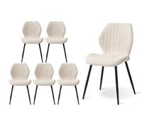 GrandCA HOME Pack 6 Sillas de Comedor Ergonomica Beige Patrón Rayas