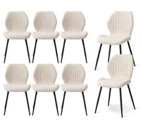 GrandCA HOME Pack 8 Sillas de Comedor Ergonomica Beige Patrón Rayas