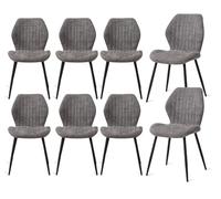 GrandCA HOME Pack 8 Sillas de Comedor Ergonomica Gris Patrón Rayas