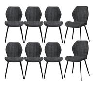 GrandCA HOME Pack 8 Sillas de Comedor Ergonomica Negro Patrón Rayas
