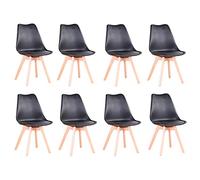 GrandCA HOME Pack de 8 Sillas de Comedor, Silla de Cocina con Patas de Madera de Haya, Sillas Tapizadas para Comedor, Salón y Cocina(Negro-8)
