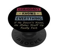 Granddaddy Knows Everything Humor Saying Retro Grandpa PopSockets PopGrip Adhesivo