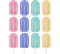 Grande 12 piezas moldes helados, moldes para paletas silicona, moldes para pasteles de silicona, con tapa de silicona y palitos para paletas de 12 piezas para postres y paletas de bricolaje