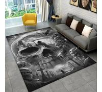 Grande Alfombra para Salón, Suave Antideslizante, Diseño de Mapa del Tesoro Barco Pirata y Calavera Alfombra para Habitación Juvenil, Sala de Juegos y Decoración Moderna, 100x200 cm, Color 1
