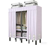 Grande Armario De Tela,Armarios Portátiles Para Dormitorio,Ropero Para Ropa,Plegable Guardarropa Con Área Para Colgar,Organizador Perchero Ropa Con Varillas Dormitorio,Vestidor(Purple,150cm/59in)