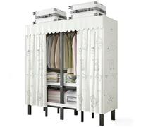 Grande Armario De Tela,Armarios Portátiles Para Dormitorio,Ropero Para Ropa,Plegable Guardarropa Con Área Para Colgar,Organizador Perchero Ropa Con Varillas Dormitorio,Vestidor(White,125cm/49.2in)