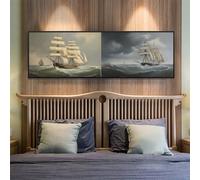 Grande Barco Diamond Painting Kit Completo 39.3x106.2 Inch/100x270 cm para Hogar Decoracion, DIY Cuadros Diamantes 5D Diamond Painting Mar Pintura Diamante,Mosaico Artesanía Diamond Art Regalo de Casa