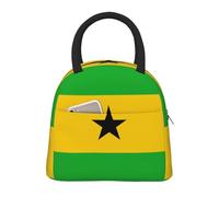 Grande Bolsa Almuerzo Térmica Aislada Para Niños Niñas Retro Sao Tome and Principe Bandera Reutilizable Mujeres Hombres Lonchera Impermeable Escuela Oficina Camping