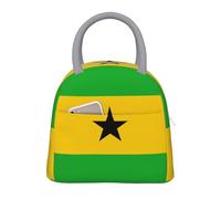 Grande Bolsa Almuerzo Térmica Aislada Para Niños Niñas Retro Sao Tome and Principe Bandera Reutilizable Mujeres Hombres Lonchera Impermeable Escuela Oficina Camping