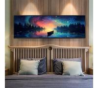 Grande Cielo estrellado Diamond Painting Kit Completo 39.3x106.2 Inch/100x270 cm para Hogar Decoracion, DIY Cuadros Diamantes 5D Diamond Painting Lago Pintura Diamante, Mosaico Diamond Art de Casa