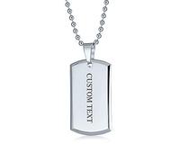 Grande De Los Hombres Personalizados Grabables Ejército Militar Etiqueta De Perro Colgante Collar De Plata Pulida Tono De Acero Inoxidable Biselado Borde Con Cadena De Bolas De Perlas De 24 Pulgadas