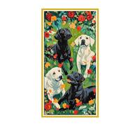 Grande Diamond Painting Jardín perro, Kit Completo de Pintura de Diamante para Adultos, 5D DIY Cristal Pintura De Diamante Para, Con Diamond Painting Accesorios Decor De Pared Del Hogar 70x140cm X-348
