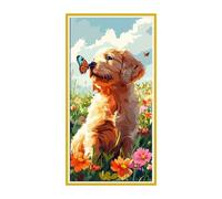 Grande Diamond Painting Mariposa perro, Kit Completo de Pintura de Diamante para Adultos, 5D DIY Cristal Pintura De Diamante, Con Diamond Painting Accesorios Decor De Pared Del Hogar 60x120cm X-268