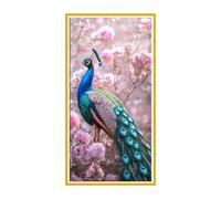 Grande Diamond Painting Pavo real flor, Kit Completo de Pintura de Diamante para Adultos, 5D DIY Cristal Pintura De Diamante, Con Diamond Painting Accesorios Decor De Pared Del Hogar 80x160cm X-408