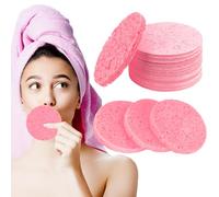 Grande Esponjas faciales comprimidas, 30 piezas reutilizables 100% natural Facial Limpieza Esponja 80 mm limpieza circular esponja cara limpieza para Spa de limpieza facial (Rosa)