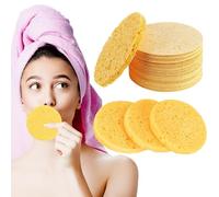 Grande Esponjas faciales comprimidas, 30 piezas reutilizables 100% natural Facial Limpieza Esponja 80 mm limpieza circular esponja cara limpieza para Spa de limpieza facial (Amarillo)