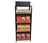 Grande espositore per snack, espositore commerciale a 4 livelli per caramelle/biscotti/cioccolato/marmellata/gomme da masticare/patatine, organizer per scaffali per minimarket, sala giochi, home thea