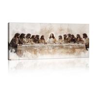 Grande Madera Última Cena Cuadros Decoracion Salon Modernos, Cristiano Clásico Jesús Lienzos Decorativos Religioso Cristo Pintura Posters Para Pared Para Dormitorio Lglesia Sala de Oración 120x50cm