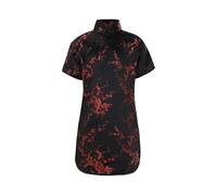 , grande, manga corta, cuello alto, estampado floral, cheongsam chino, vestido de Año Nuevo, vestidos de vacaciones niñas leggings con, Negro , 7-8 años
