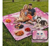 Grande Manta de Picnic 200x300cm, Gato Manta Picnic Impermeable, Japón(2) Esterilla de Playa Alfombra de Exterior, Picnic Blanket Plegable con Asa para Camping,Jardín,Césped,Playa,Senderismo FZ-137