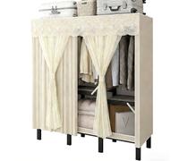 Grande Perchero Portátil,Armarios De Cortina Cerrados,Perchero Plegable Resistente Con Funda,Ropero Organizador De Ropa Independiente,Guardarropa Resistente Con Área Para Colgar(Beige,170cm/66.9in)