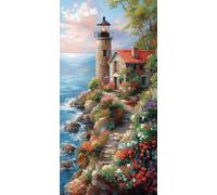 Grande Pintar por Numeros 40x80 Pintar por Numeros Adultos paisaje, DIY Pintar por Números Niños faro Kit Pintura con 3 Pinceles Pigmento para Cuadros Decoracion Salon Modernos, Regalos Mujeres F1-534
