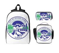 Grande Prairie Flag - Juego de mochila 3 en 1, bolsa de viaje, bolsa de almacenamiento
