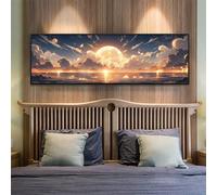 Grande Puesta de sol Diamond Painting Kit Completo 39.3x106.2 Inch/100x270 cm para Hogar Decoracion, DIY Cuadros Diamantes 5D Diamond Painting Lago Pintura Diamante, Mosaico Diamond Art de Casa