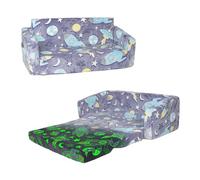 Grande Sofás Plegables para Niños Sillón 2 en 1 Que Brilla en la Oscuridad, Sillón Infantil Cómoda Estable con Bolsillo de Tela, Sofá Cama Asiento para Bebé para Dormitorio Sala de Juegos, Cohete