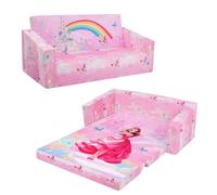 Grande Sofás Plegables para Niños Sillón 2 en 1, Sillón Infantil Convertibles Cómoda Estable con Bolsillo de Tela, Sofá Cama Asiento para Bebé para Dormitorio Sala de Juegos (Princesa Arcoíris)