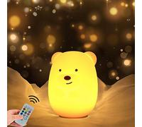 Grande Talla luz nocturna infantil Oso luz quitamiedos Lámpara de Noche - portátily USB recargable - lámpara infantil LED multicolor con mando - Brillo y Color Ajustable lámpara de noche regalo
