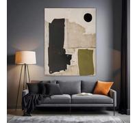 Grande œuvre d'art murale, cadre noir et beige, peinture abstraite, art moderne 90x120cm(35x47in)