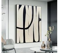 Grande œuvre d'art murale, grand tableau abstrait noir et blanc, cadre, art abstrait, décoration moderne 71x89cm(28x35in)