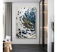 Grande œuvre d'art murale, peinture abstraite à la feuille d'or, impression sur toile encadrée, décoration murale pour la maison 40x64cm(16x25in)