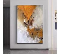 Grande œuvre d'art murale, peinture abstraite brune, impression sur toile encadrée, décoration murale pour la maison 80x130cm(32x51in)