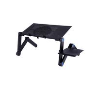 (Grande ventola nera) Escritorio para ordenador PC regulable a 360, tavolo in alluminio para ordenador