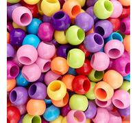 Grandes cuentas de agujero, Paquete de 100 cuentas acrílicas redondas multicolores con agujero de 5,7 mm, varios tamaños.(Bright Glossy Mix,12mm)