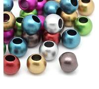 Grandes cuentas de agujero, Paquete de 100 cuentas acrílicas redondas multicolores con agujero de 5,7 mm, varios tamaños.(Matte Metallic Mix,10mm)