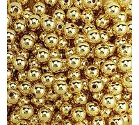 Grandes cuentas de agujero, Paquete de 1000 cuentas acrílicas redondas con agujero de 2,9 mm en varios tamaños.(Gold,6mm)